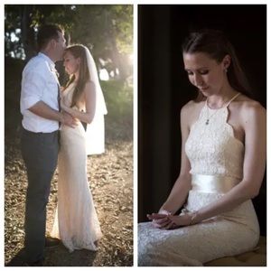 NWT Lulu's Zenith Cream Lace Maxi Wedding Dress Size Medium